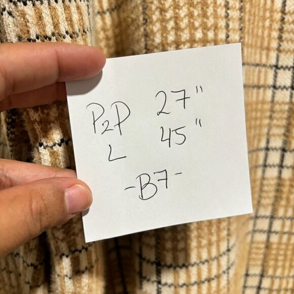 NWT Cyrus Womens Tan Beige Plaid Collared Size XL Long Sleeve Long Outwear Coat - Picture 10 of 10